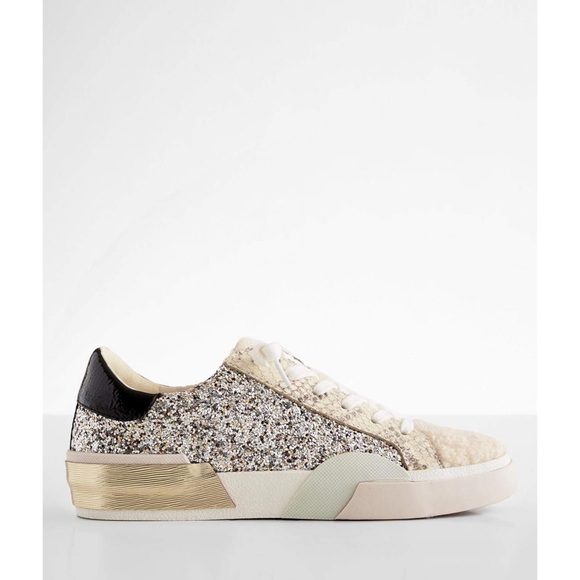 Dolce Vita Zina Leather Shearling Sneakers in Silver Multi Glitter NWOB - Picture 2 of 13